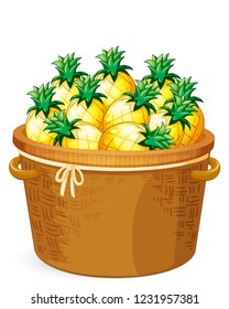 Pineapple in the weave basket illustration
