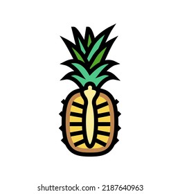 pineapple entero un vector de icono de color de un corte. señal de corte de una piña entera. ilustración de símbolo aislado