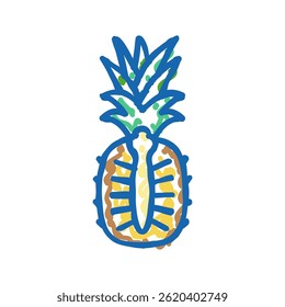 pineapple whole one cut doodle icon sketch vector. pineapple whole one cut sign. isolated symbol illustration
