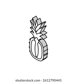 pineapple whole one cut isometric icon vector. pineapple whole one cut sign. isolated symbol illustration
