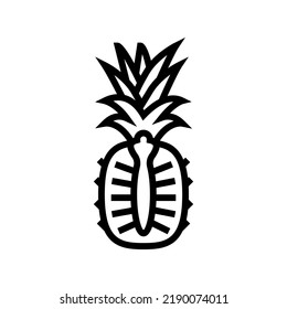 pineapple whole one cut line icon vector. pineapple whole one cut sign. isolated contour symbol black illustration