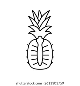 pineapple whole one cut line icon vector. pineapple whole one cut sign. isolated contour symbol black illustration
