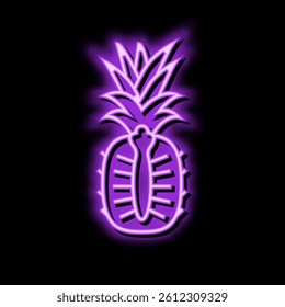 pineapple whole one cut neon light sign vector. pineapple whole one cut illustration