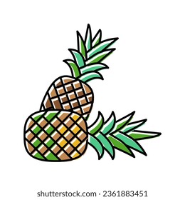 pineapple whole two color icon vector. pineapple whole two sign. isolated symbol illustration
