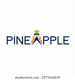 Pineapple word design with abstract pineapple fruit illustration on the letter A.