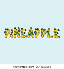 letra de fruta de la palabra piña para cepa