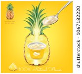 pineapple yogurt cup.illustration vector