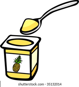 pineapple yogurt and spoon