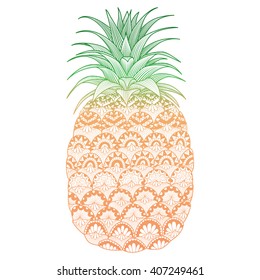 Pineapple zentangle stylized for t-shirt graphics, cards and so on