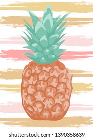 Pineapple.Exotic tropical fruit.Print t-shirt, graphic element for your design.