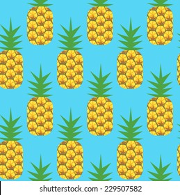 Pineapples against blue - seamless repeating pattern