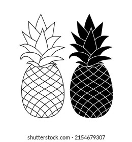 Ananas exotische Früchte. Vektorgrafik. Grußkarten, Poster, Icon.
