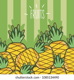 Pineapples fruits cartoon