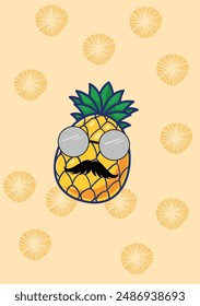 Pineapples with glasses and moustache