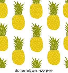 Pineapples hand drawn seamless pattern. Sketch illustration vector. Doodle colorful background 