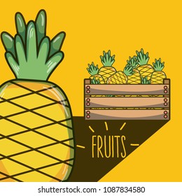 Pineapples inside wooden box