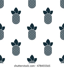 Pineapples isolated on white background. Vector illustration. Seamless pattern
