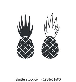 Pineapples isolated on white sign. Vector illustration.