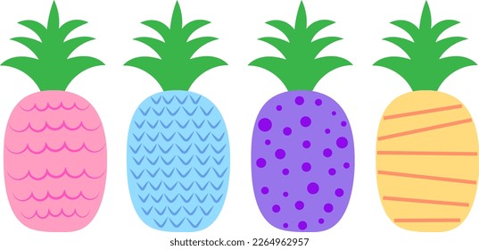 Pineapples multicolored abstract vector illustration