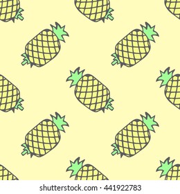 Pineapples on a beige background. Vector seamless pattern