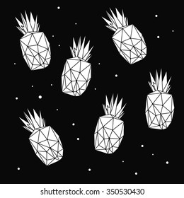  pineapples on black background