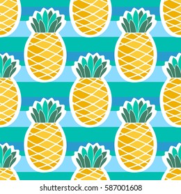 Pineapples on color background. Seamless pattern for your business and design. For wallpapers, linen, print and jalousie