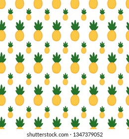 Pineapples on the white background. Seamless pattern with pineapples Vector illustration.