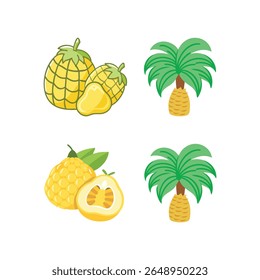 Pineapples and Palm Trees Tropical Fruit Illustration
