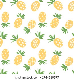 
Pineapples pattern. Alternate minimalist pineapples of different styles. Fresh pattern for pineapples summer yellow and green.