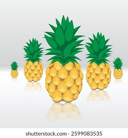 Pineapples pattern on grey gradient background 3d shadow