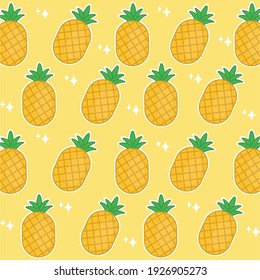 Patrón de piñas sobre fondo amarillo. Vector en formato EPS. Calidad total.