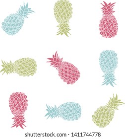 Pineapples pattern. Tropical summer fruit.