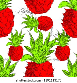Pineapples are ripe, tropical. Seamless vector pattern.
