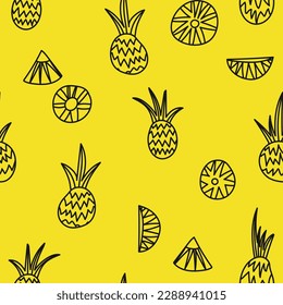 Pineapples seamless background. Plants pattern, can be used for textile, wallpaper, web, card.