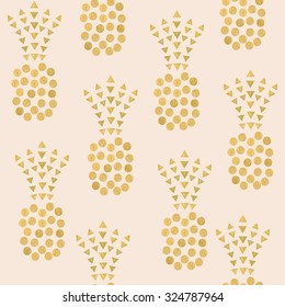 Pineapples. Seamless pattern with golden pineapple. Vector.