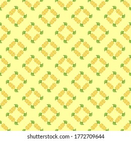 Pineapples seamless pattern. Hand-drawn. Tropical vector fruits. Doodle. Geometric ornament. Decorative elements. For textiles and fabrics, wallpapers and wrapping paper.