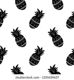 Pineapples  seamless pattern in scandinavian style. Sketch for wrapping paper, texture.