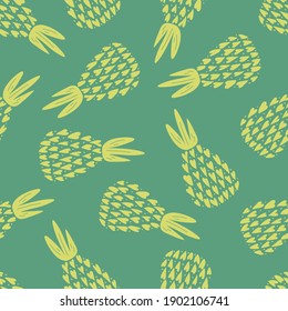 Pineapples seamless pattern. Summer spring background, nature collection. Vector modern illustration