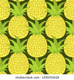Pineapples seamless pattern. Tropical background. Vector illustration. Ready For Your Design, Greeting Card, Banner
