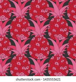 Pineapples seamless pattern. Tropical background. Vector illustration. Ready For Your Design, Greeting Card, Banner
