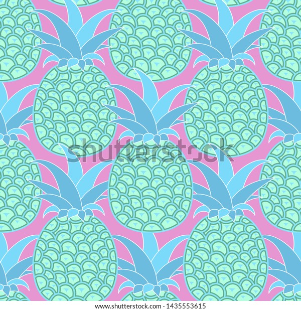 Pineapples Seamless Pattern Tropical Background Vector Stock Vector Royalty Free