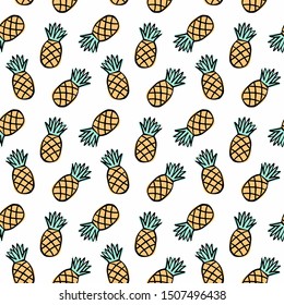 Pineapples seamless pattern. Tropical fruits vector illustration. Summer ornament for children's textiles and wallpapers.