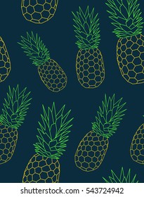 Pineapples seamless pattern.Background with exotic fruit.Vector illustration.