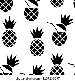 Pineapples. Seamless vector tropical pattern.