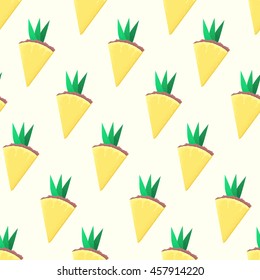 Pineapples slices seamless pattern. Tropical retro vector background