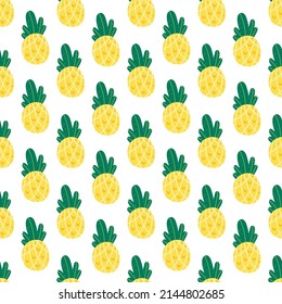Pineapples summer seamless pattern. Vector illustration for textiles and wallpapers. tropical fruit theme for use as wallpaper. Doodle style exotic tropical fruits