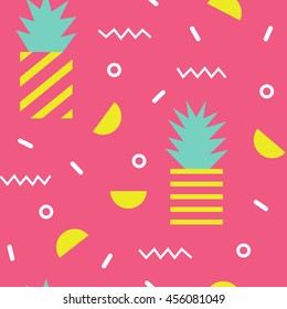 Pineapples trendy geometric seamless  pattern. Modern print, wrapping paper, banners designs.