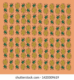 Pineapples. Vector illustration. Food. Summer.