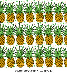 Pineapples . Vector seamless pattern