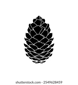 Pinecone black fill icon, vector illustration in trendy style. Editable graphic resources for many purposes. 